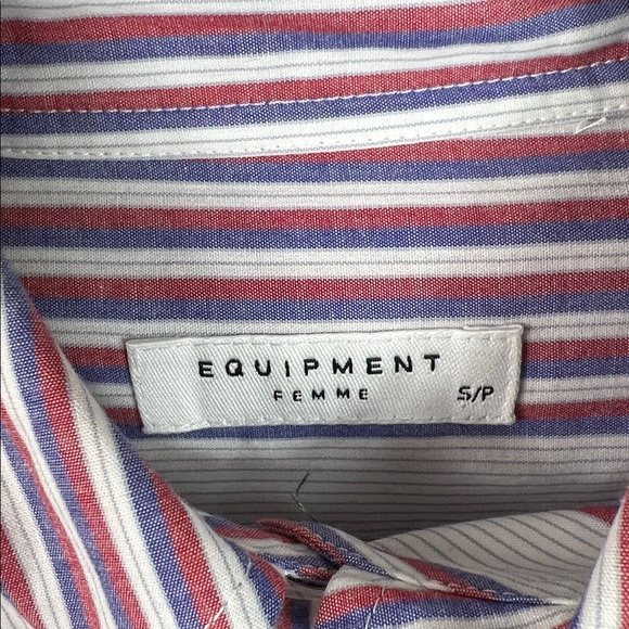 Equipment Multi Stripe Long Sleeve Button Front Tunic Blouse Small - Picture 2 of 7